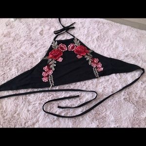 Flower Backless Crop Top